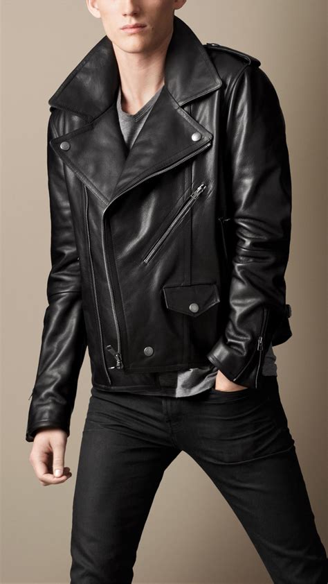 burberry leather jacket biker men|burberry denim jacket men.